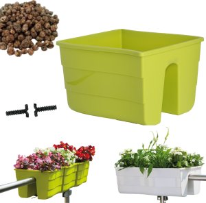 Form-Plastic 3x Skrzynka na balustradę Wave 30, Doniczka balkonowa + keramzyt 5l 2
