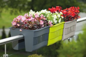 Form-Plastic 3x Skrzynka na balustradę Wave 30, Doniczka balkonowa + keramzyt 5l 5