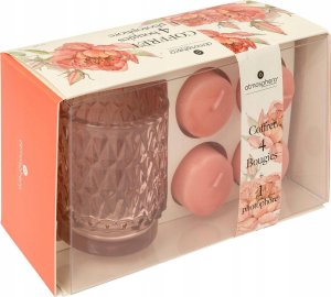 Atmosphera Świecznik na jedną świecę szklany OUDY + 3 świeczki 4