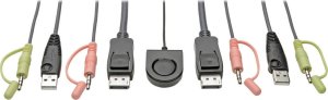 Przełącznik Eaton Eaton Tripp Lite series 2-Port DisplayPort 1.1/USB KVM Switch with Audio/Video, Built-In Cables, USB Peripheral Sharing - KVM-/Audio-/USB-Switch - 2 x KVM/Audio/USB - 1 lokaler Benutzer - Desktop 3