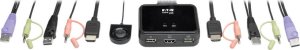 Przełącznik Eaton Eaton Tripp Lite series 2-Port USB/HD Cable KVM Switch with Audio/Video, Cables and USB Peripheral Sharing - KVM-/Audio-/USB-Switch - 2 x KVM/Audio/USB - 1 lokaler Benutzer - Desktop 3