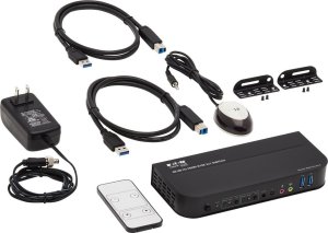 Przełącznik Eaton Eaton Tripp Lite series HDMI KVM, 2-Port 4K 60Hz 4:4:4, HDR, HDCP 2.2 Support, IR Remote and USB Cables - KVM-/Audio-/USB-Switch - 2 x KVM/Audio/USB - 1 lokaler Benutzer - Desktop 9