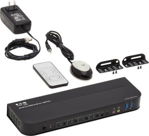 Przełącznik Eaton Tripp Lite series HDMI USB KVM Switch 4-Port 4K 60Hz HDR HDCP 2.2 IR USB Sharing - KVM-/Audio-/USB-Switch - 4 x KVM/Audio/USB - 1 lokalny użytkownik - Desktop 2