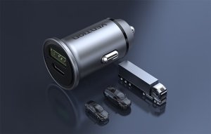 Ładowarka Vention Dwuportowa ładowarka samochodowa Vention FFBH0 USB A+C(18/20) szara 5