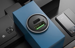 Ładowarka Vention Dwuportowa ładowarka samochodowa Vention FFBH0 USB A+C(18/20) szara 6