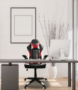 Fotel kontrast Fotel gamingowy obrotowy regulacja krzesło dla gracza KG106 czarny+czerwony+biały 13