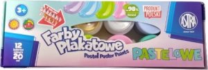 Astra Farby plakatowe pastelowe Astra 12 kolorów x 20 ml STANDART BOX (złota, srebrna) JM 301123021 1