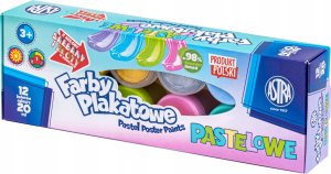 Astra Farby plakatowe pastelowe 12 kolorów x 20 ml STANDART BOX (złota, srebrna) JM 301123021 3