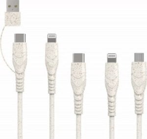 Kabel USB BIOnd USB-A + USB-C - USB-C + microUSB + 2x Lightning 1.2 m Biały (BIO-51-UNI) 1