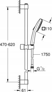 Zestaw prysznicowy Grohe Grohe zestaw z drążkiem prysznicowym, 2 strumienie Tempesta Cube 110 chrom 26748003 4