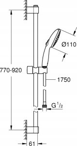 Zestaw prysznicowy Grohe Grohe zestaw z drążkiem prysznicowym, 2 strumienie Tempesta 110 chrom 26163003 4