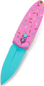 Bestech Knives Nóż składany Bestech Ququ Button Lock Blue Painted 14C28N Pink Printed Sprinkle Pattern G10 by Gogo BG57C-2 1