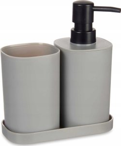 Berilo Dozownik do mydła w płynie z kubkiem na szczoteczki i podstawką, plastikowy, 3 elementy 2