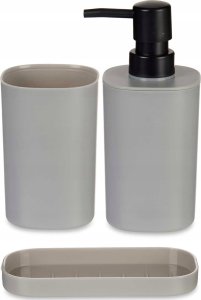 Berilo Dozownik do mydła w płynie z kubkiem na szczoteczki i podstawką, plastikowy, 3 elementy 3