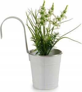 Ibergarden Doniczka wisząca wiaderko, cynowa, biała, Ø 13 cm 2