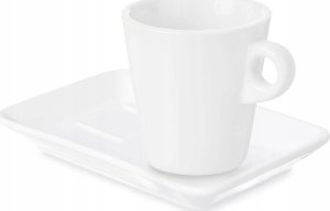 Vessia Porcelanowa filiżanka do kawy z prostokątnym spodkiem, biała, 180 ml 2