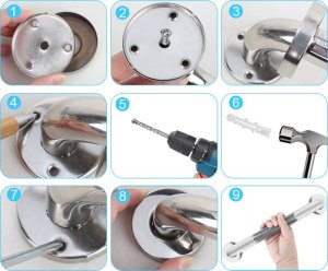 ER4 2x UCHWYT ŁAZIENKOWY PROSTY PORĘCZ WANNOWA NIERDZEWNY 7