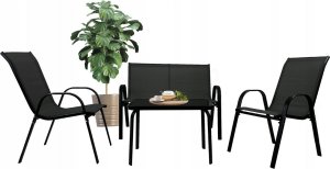 kontrast Zestaw mebli ogrodowych Marbella ławka 4 części czarny 3