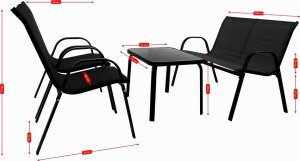 kontrast Zestaw mebli ogrodowych Marbella ławka 4 części czarny 4