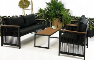 kontrast Modułowy zestaw mebli ogrodowych technorattan CUBA 4 cześci 4os. czarny 2