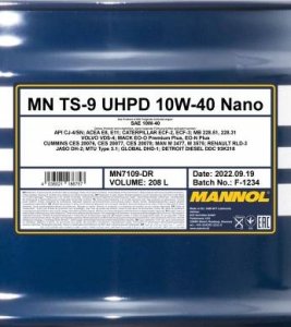 Mannol Alyva TS-9 UHPD Nano10W/40varikliams208 L / 180KG 1