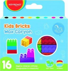 PBS Connect Kredki woskowe KEYROAD Kids Bricks, w kształcie klocków, 16 szt., pudełko 1