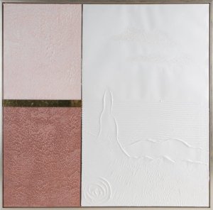 Eurofirany Obraz ręcznie malowany strukturalny GEO 80X80 biały+różowy+złoty 1