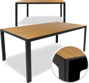 kontrast Stół ogrodowy metalowy prostokąt ALLEN 150x90x74cm czarny+naturalny 1