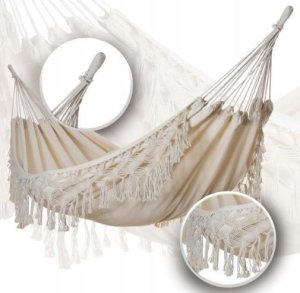kontrast Duży hamak ogrodowy boho MIDAS 150x200 ecru 2