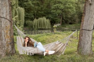 kontrast Duży hamak ogrodowy boho MIDAS 150x200 ecru 4