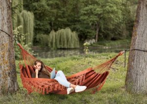 kontrast Duży hamak ogrodowy boho MIDAS 150x200 karmelowy 3