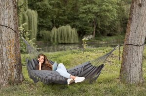 kontrast Duży hamak ogrodowy boho MIDAS 150x200 szary 3