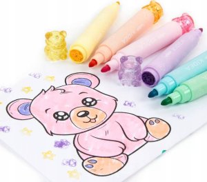 Piórnik Derform Flamastry dwustronne ze stempelkami Misie 6 szt Kidea 3