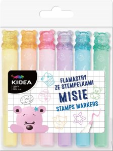Piórnik Derform Flamastry dwustronne ze stempelkami Misie 6 szt Kidea 5