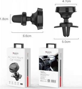 Yesido yesido Magnet. Uchwyt Samochodowy C61 do Kratki, BLACK / CZARNY 3