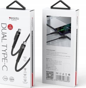 Kabel USB Yesido USB-C - USB-C 3 m Czarny (YID000075) 2