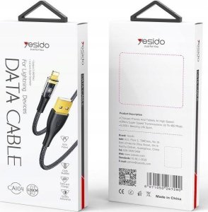 Kabel USB Yesido yesido Kabel CA104 12W USB-iP 1.2m PVC 2.4A, BLACK / CZARNY 2