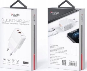 Ładowarka Yesido yesido Ład. sieć. YC32 PD 20W QC3.0 USB-A+C, WHITE / BIAŁY 2