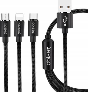 Kabel USB Yesido yesido Kabel CA60 3w1 3.4A 1.2m BLACK / CZARNY 1