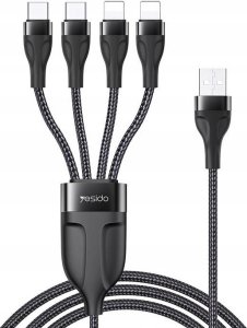 Kabel USB Yesido yesido Kabel CA111 USB-4w1 (2xType-C + 2xLightning) 1.2m 4A, BLACK / CZARNY 1