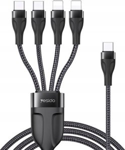 Kabel USB Yesido yesido Kabel CA110 Type-C-4w1 (2xType-C + 2xLightning) 1.2m 4A, BLACK / CZARNY 1