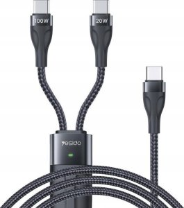 Kabel USB Yesido yesido Kabel CA87 Type-C-2w1 100W 1.4m, BLACK / CZARNY 1