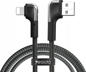 Kabel USB Yesido yesido Kątowy Kabel CA81 12W USB-iP 2m 2.4A, BLACK / CZARNY 1