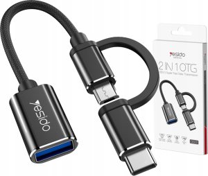 Adapter USB Yesido yesido Adapter OTG GS02 2w1 Type-C/Micro Male - USB Female, 10cm, BLACK / CZARNY 1