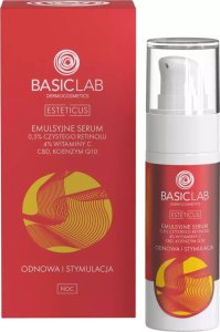 Basiclab BasicLab Esteticus emulsyjne serum z 0.5% czystego retinolu 4% witaminy C CBD i koenzymem Q10 Odnowa i Stymulacja 30ml 1