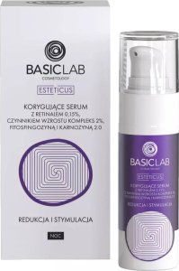 Basiclab BasicLab Esteticus korygujące serum z retinalem 0.15% czynnikiem wzrostu kompleks 2% fitosfingozyną i karnozyną 2.0 Redukcja i Stymulacja 30ml 1