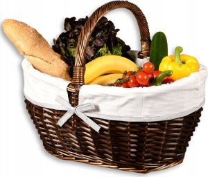 Kesper Pleciony kosz piknikowy z materiałową wyściółką, 45 x 34 cm 2