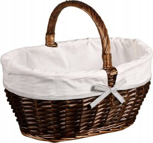 Kesper Pleciony kosz piknikowy z materiałową wyściółką, 45 x 34 cm 4