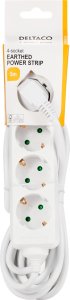 Deltaco Įžemintas ilgiklis DELTACO 4x CEE 7/3, 1x CEE 7/7, apsauga nuo vaikų, 5m, baltas / GT-0402 3