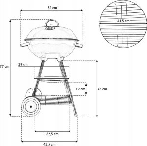 kontrast Grill węglowy na kółkach zamykany półka BBQ 1014 6